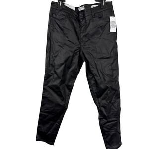 Social Standard by Sanctuary Ankle Skinny Waxed Black Stretch Pants NWT sz 12